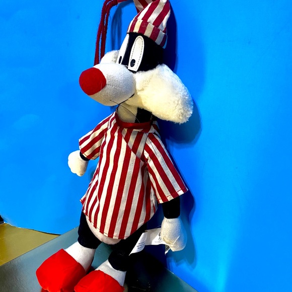 WARNER BROS. LOONEY TUNES VTG 1997 SYLVESTER THE CAT WEARING RED & WHITE PJ’S - Picture 7 of 12